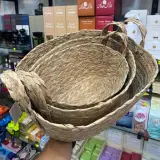 Panier trois pièces raphia