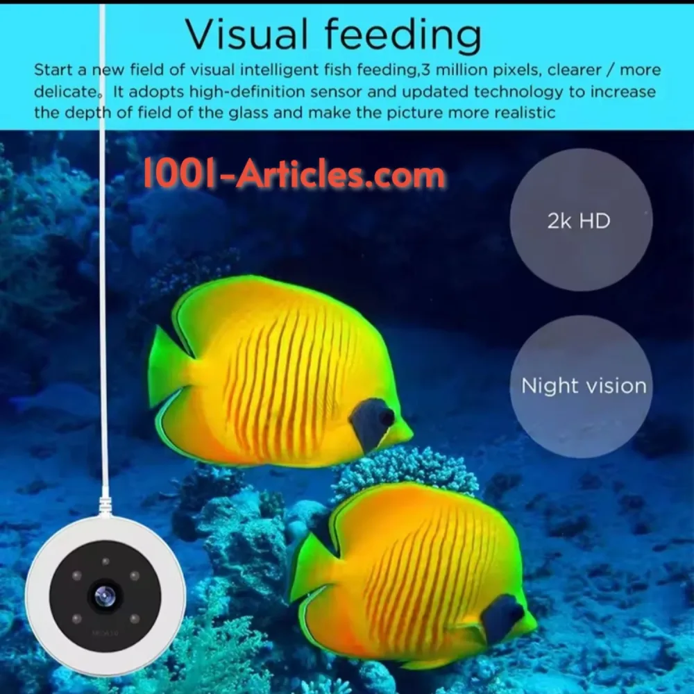 Mangeoire Smart Connecté Intelligent - Fish Feeder - pour Aquarium, Camera, App, Contrôle à distance .