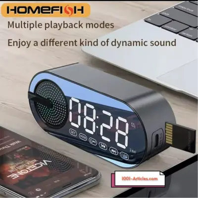 G-30, Miroire Horloge, Radio FM, Bluetooth, Haut Parleur, USB, Micro SD Carte