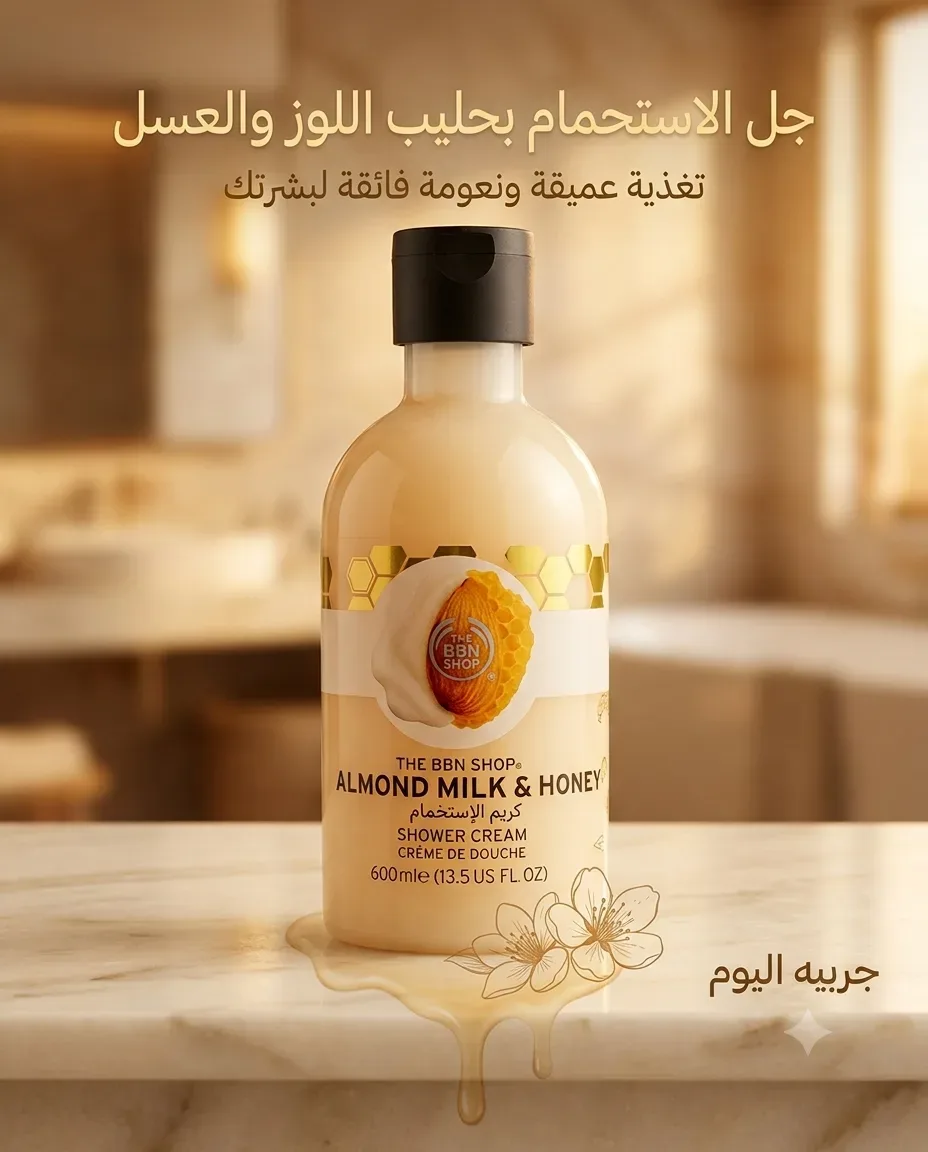The BBN shop جال دوش بعطر العسل وحليب اللوز 400ml