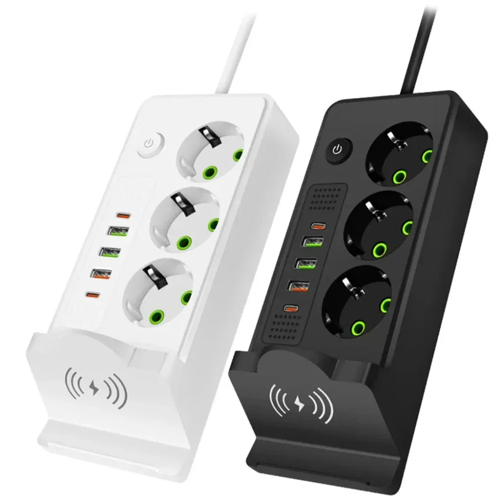 Multiprise 3 SOCKET 2500W avec USB, Type-C et chargement sans fil – مقبس طاقة وشاحن لاسلكي