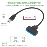 Câble SATA vers USB 3.0, adaptateur 22 broches - HDD SSD 2.5 pouces.