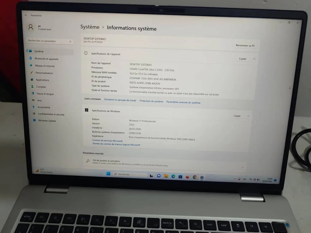 Pc Portable Dell Ultra 5-235U 4,9GHZ - RAM 16GB DDR5 5600MHZ - 512GB SSD Nvme M2