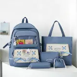 Sac à Dos Multifonctionnel Kawaii Grand Volume Imperméable et Résistant 5Pcs Bleu SACKDS11BL - حقيبة ظهر بعدة قطع بتصميم كاوايي