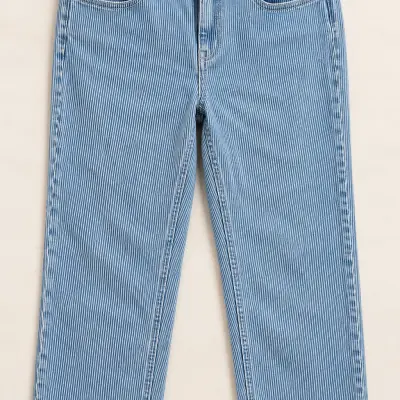Jean Femme Camaïeu Rayé Bleu et Blanc – Coupe Droite – Taille 40
