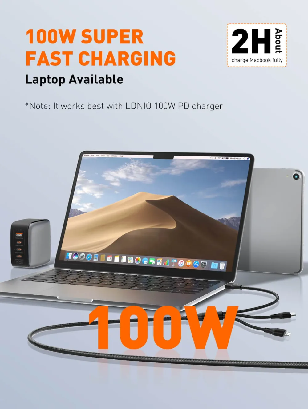 100W 2 In 3 Fast Charging Data Cable LC97uc