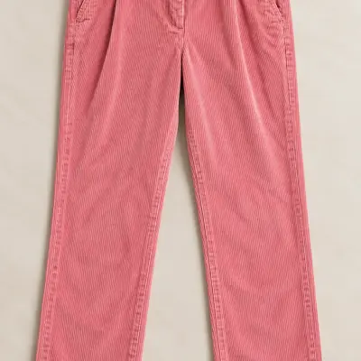 Pantalon Femme Burton of London en Velours Côtelé Rose – Taille 36