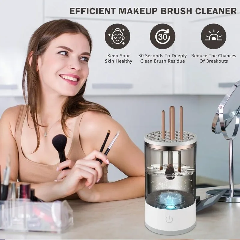 Vignette 6Vignette 7Vignette 8Vignette 9 Machine de nettoyage de pinceaux maquillage électrique portable 3en1 - منظف ومجفف فرش المكياج الأوتوماتيكي
