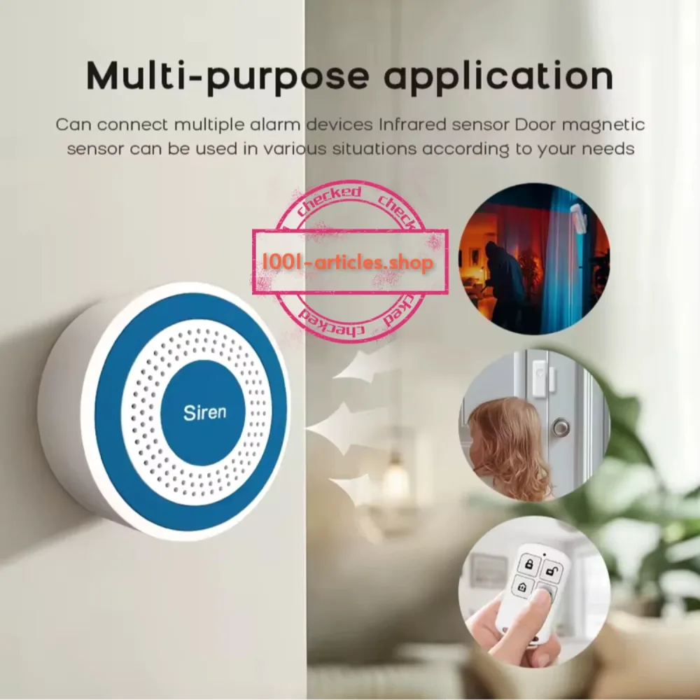 Kit d'alarme Wi-Fi, Tuya Smart, sans fil 433MHz, Sirène et Capteurs.