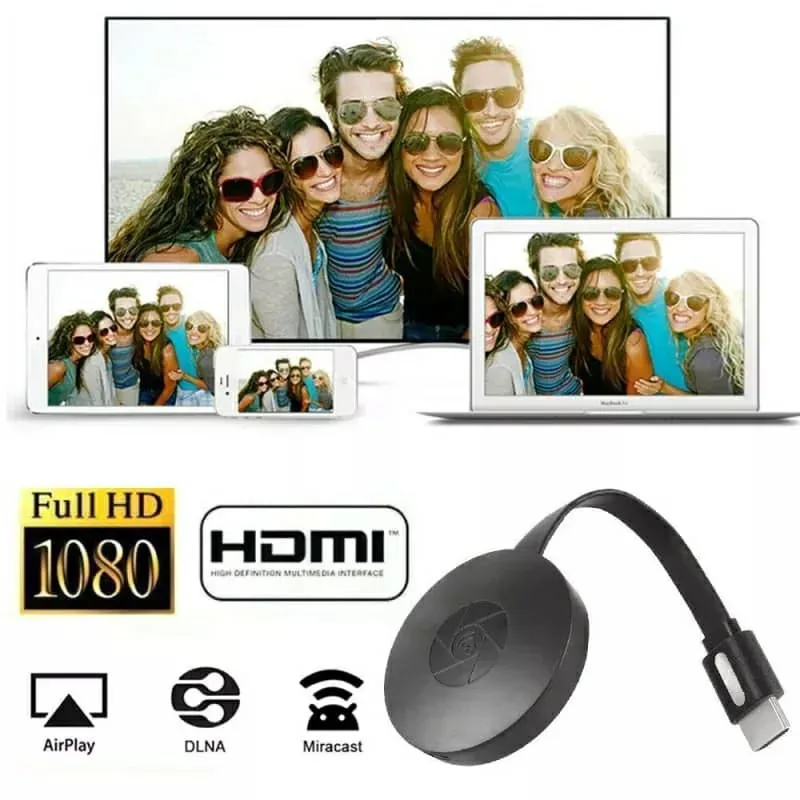 Chromecast 4K WiFi Adaptateur d'affichage sans fil TV Stick, Diffuseur de vidéo HD