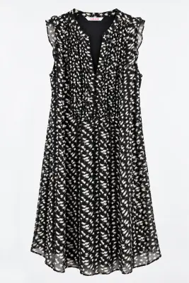 Camaïeu – Robe sans manches noire à motif floral