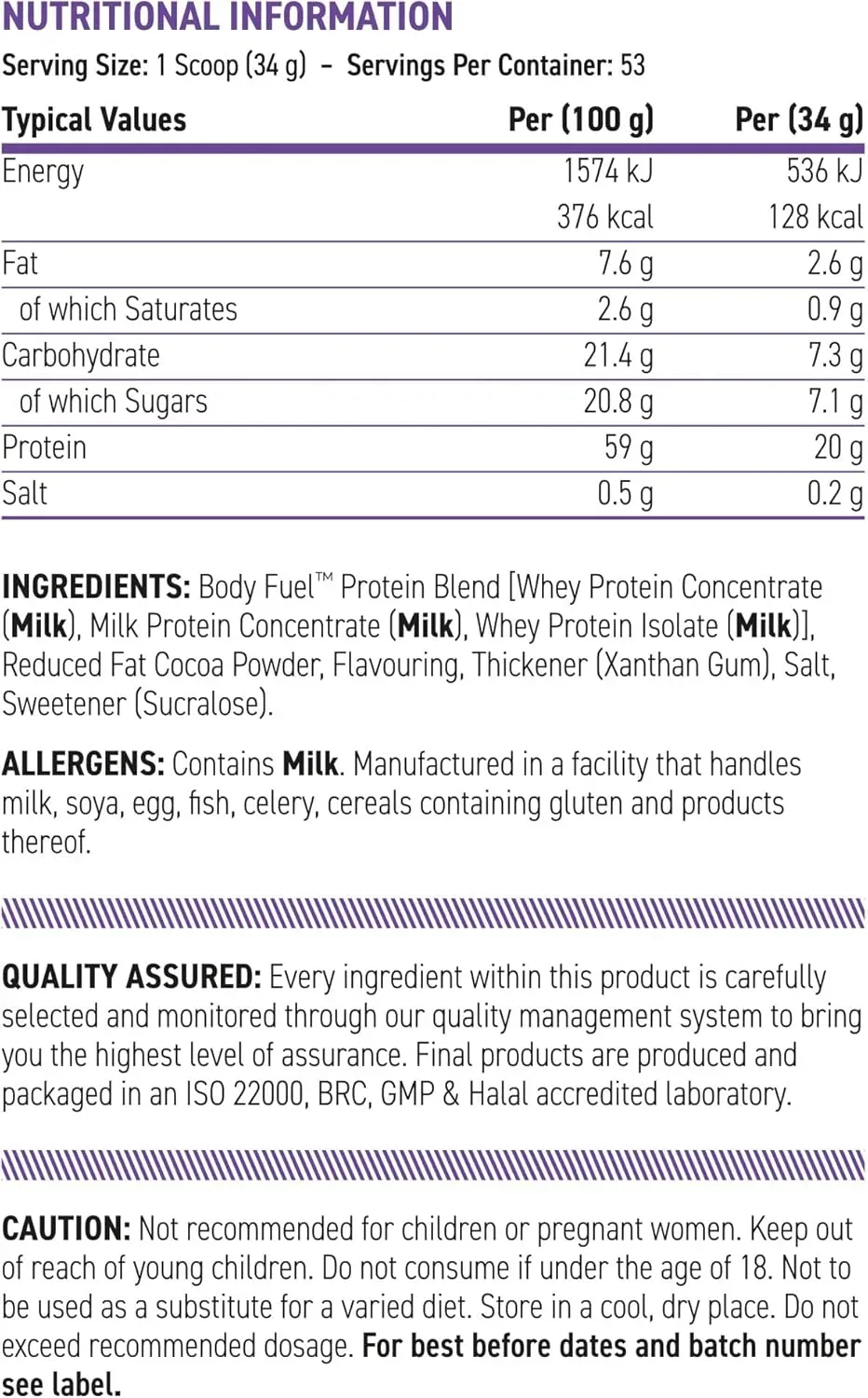 BODYFUEL WHEY PROTEIN 1.8KG