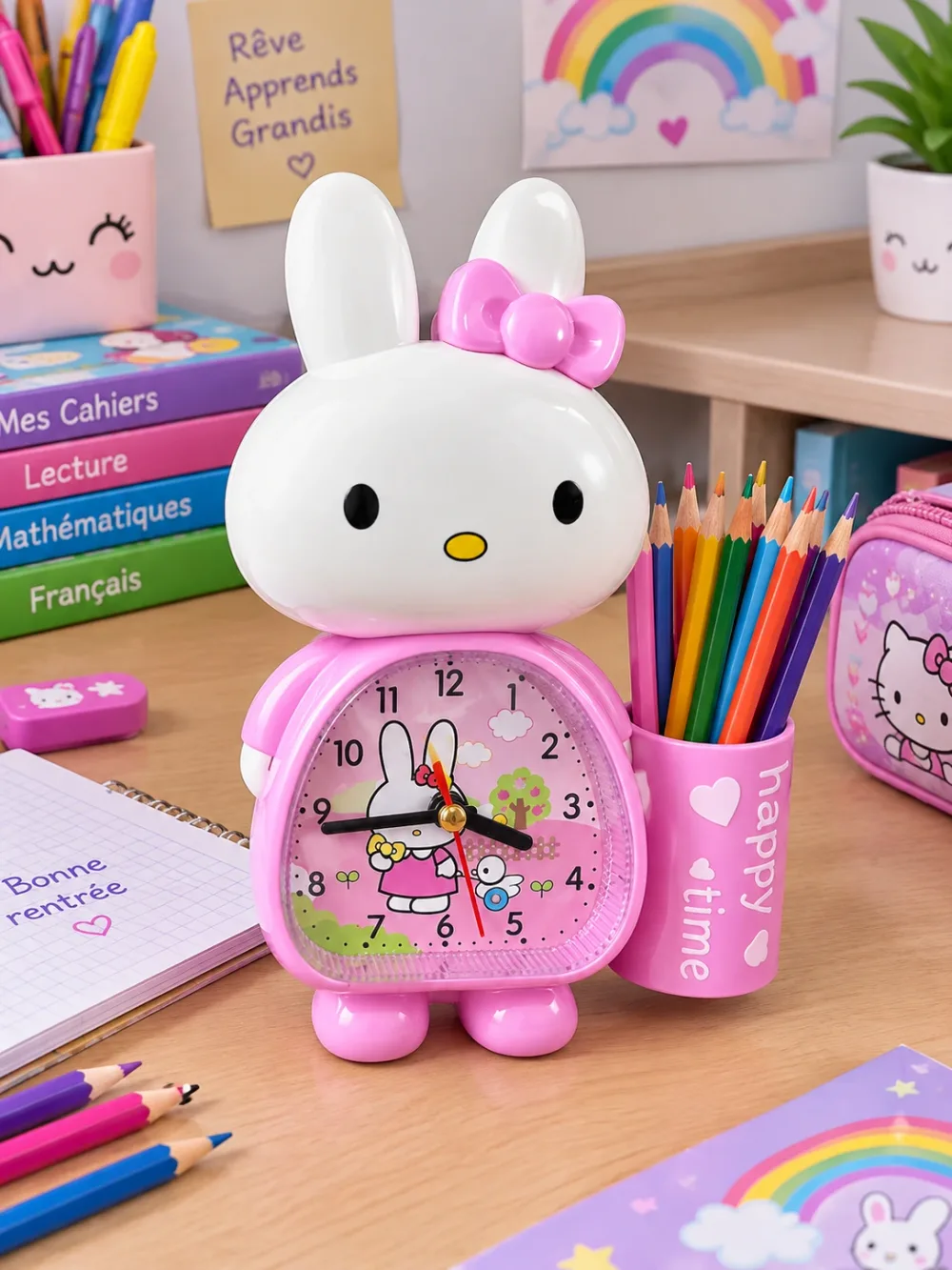 Réveil avec porte stylo pour enfant