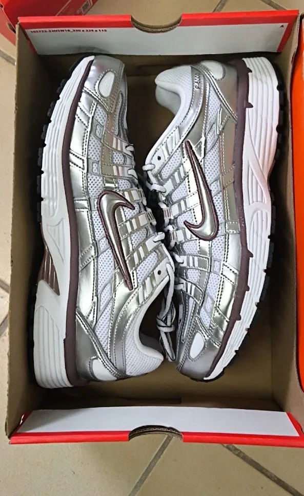 Nike P-6000 White Metallic Silver Tattoo Women's