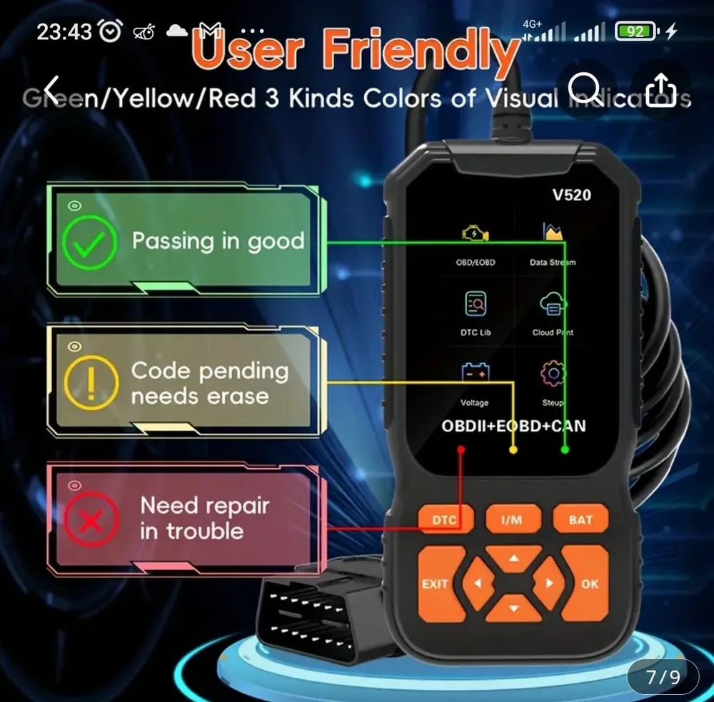 Scanner OBD 2 v520/2026