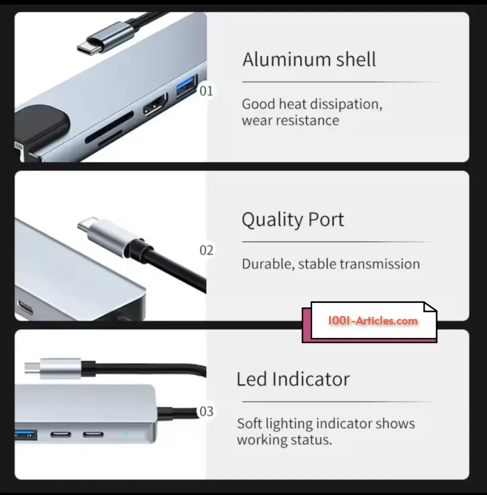 Adaptateur USB 8 en 1, Type C, 4K HDTV, Carte TF SD, Port RG45