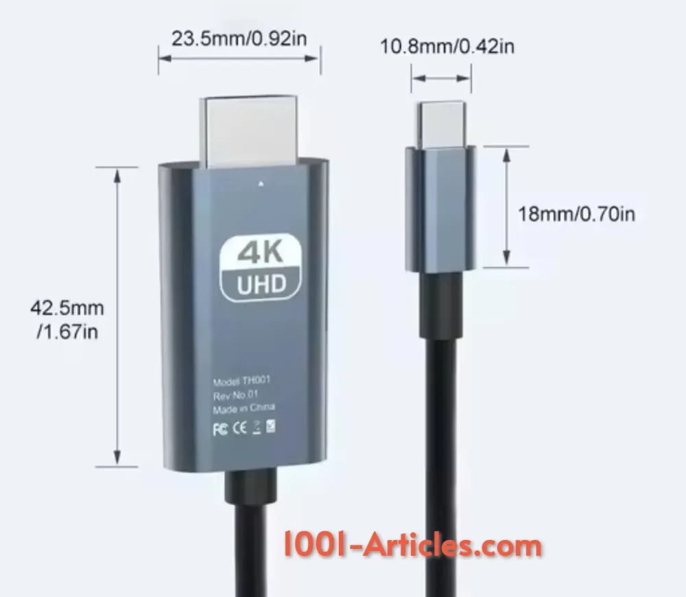 Adaptateur de conversion vidéo HD 4K, Type C vers HDTV - HDMI