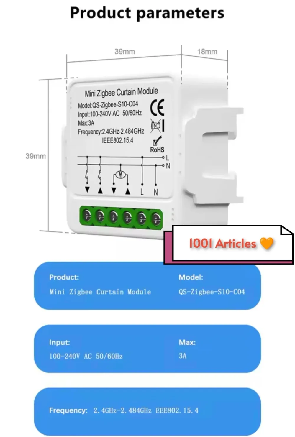 Mini Switch de Rideau et Stores - Module Connecté Tuya Smart