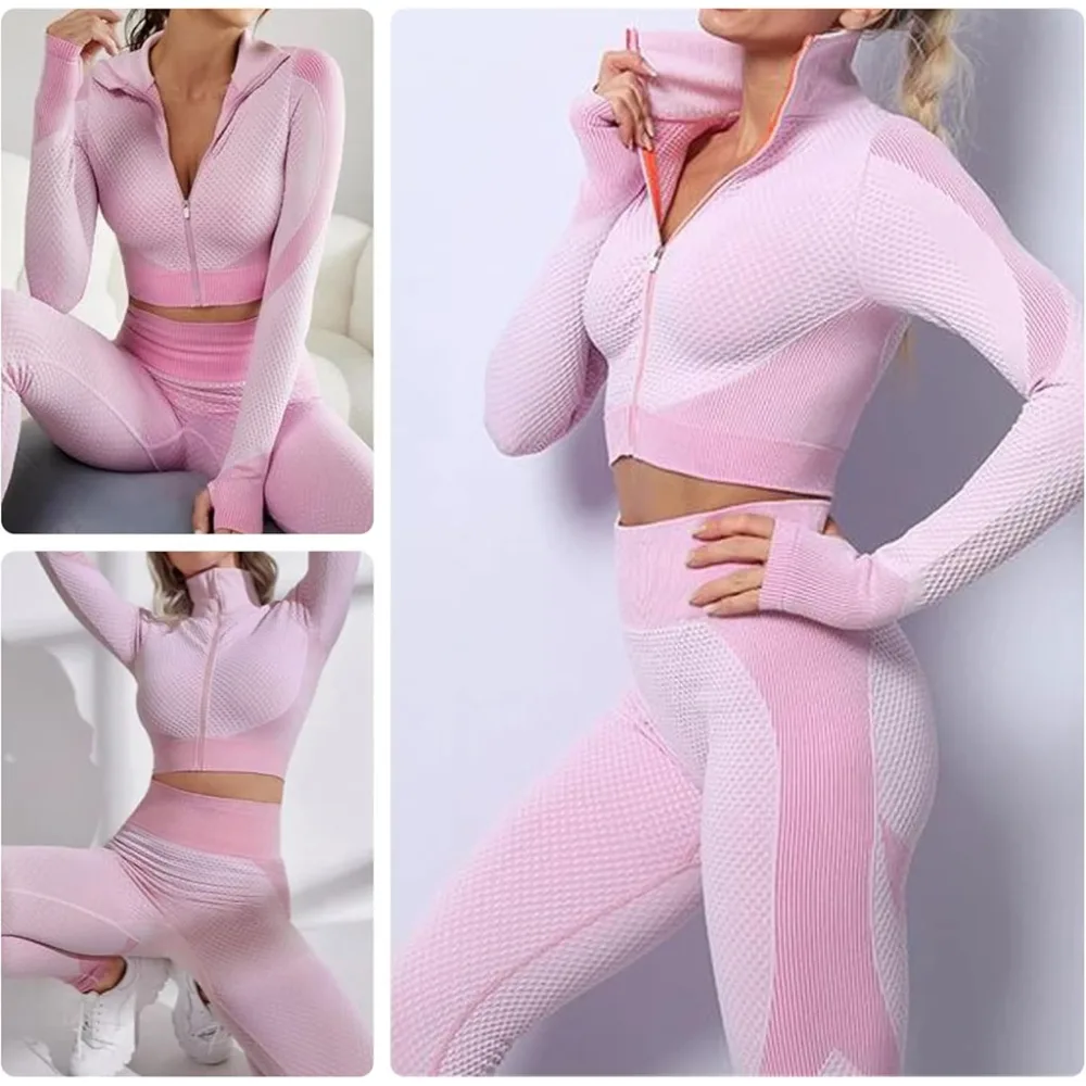 Ensembles d'entraînement pour femmes - Tenue de gymnastique sans couture à 2 pièces Vert