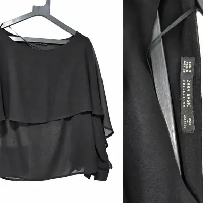Blouse Femme Zara Basic Collection Noire – Taille S
