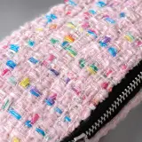 🌸 Trousse Ovale en Tweed Multicolore