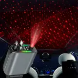 Chargeur Voiture 4en1 Rétractable 120W avec toit Starlight pour téléphones iOS et Android- شاحن سيارة متعدد المنافذ