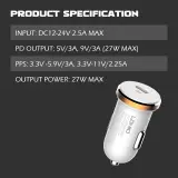 27W Mini Size USB-C Fast Car charger C22Q