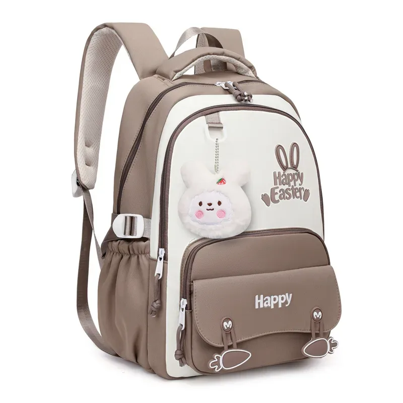 Sac à Dos Scolaire Motif Lapin Happy Easter Ergonomique Tissu Imperméable Orange SACKDS31ORG - حقيبة ظهر مدرسية وعصرية بتصميم الأرنب اللطيف