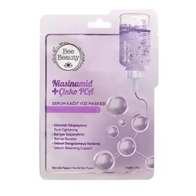 bee beauty niacinamid+zink pca serum kagit yuz maskesi