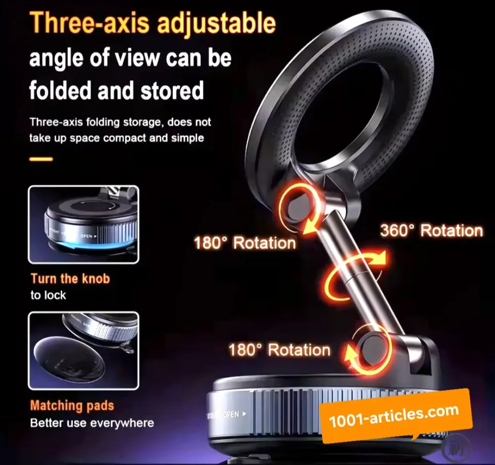 Support de Téléphone Magnétique, Pliable 360°, Puissant, pour Voiture, K007.
