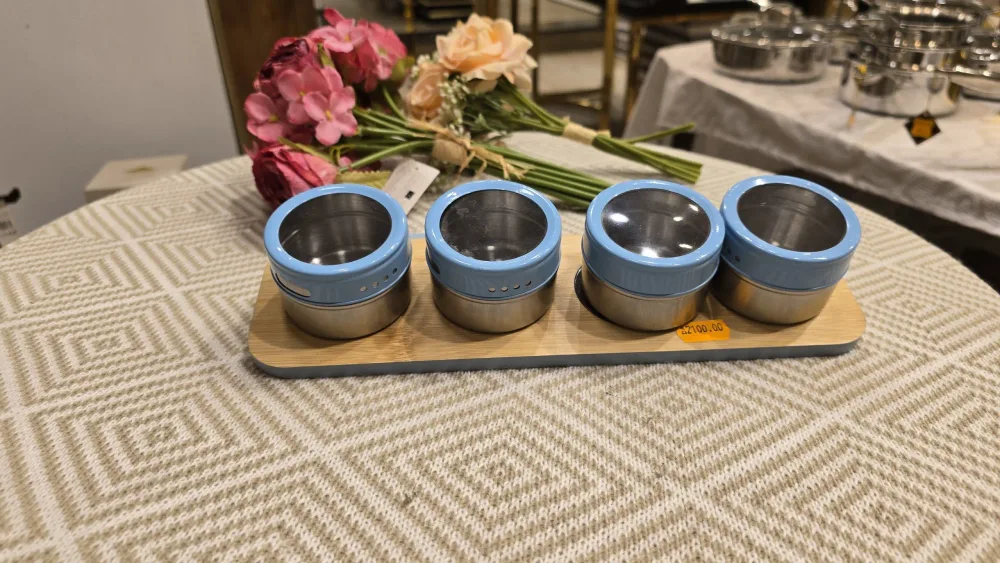 🧂 ENSEMBLE DE BOCAUX HERMÉTIQUES - 4 PIÈCES BLEU CIEL