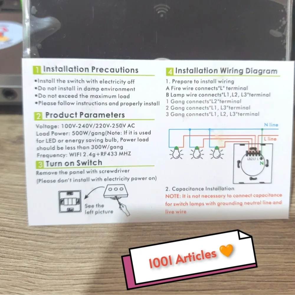 Interrupteur Tactile intelligent Wifi Tuya Smart, sans ou avec Neutre