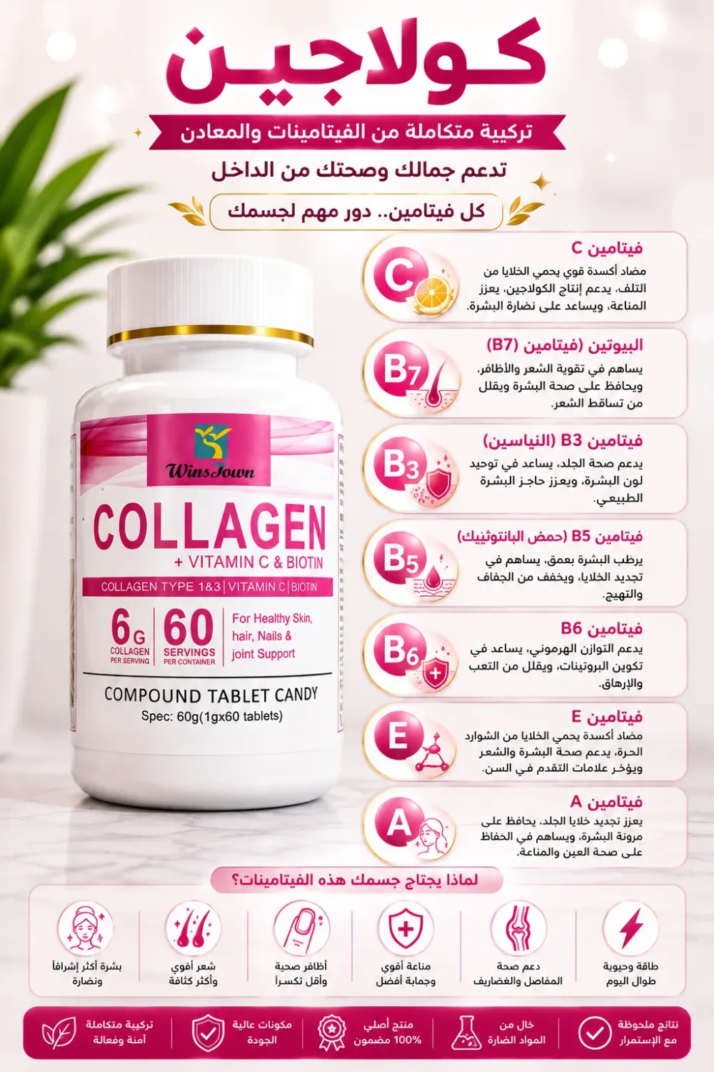 WinsTown Collagen + Vitamin C & Biotin