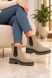 GANT – Chelsea Boots Femme en Suède Beige à Semelle Crantée