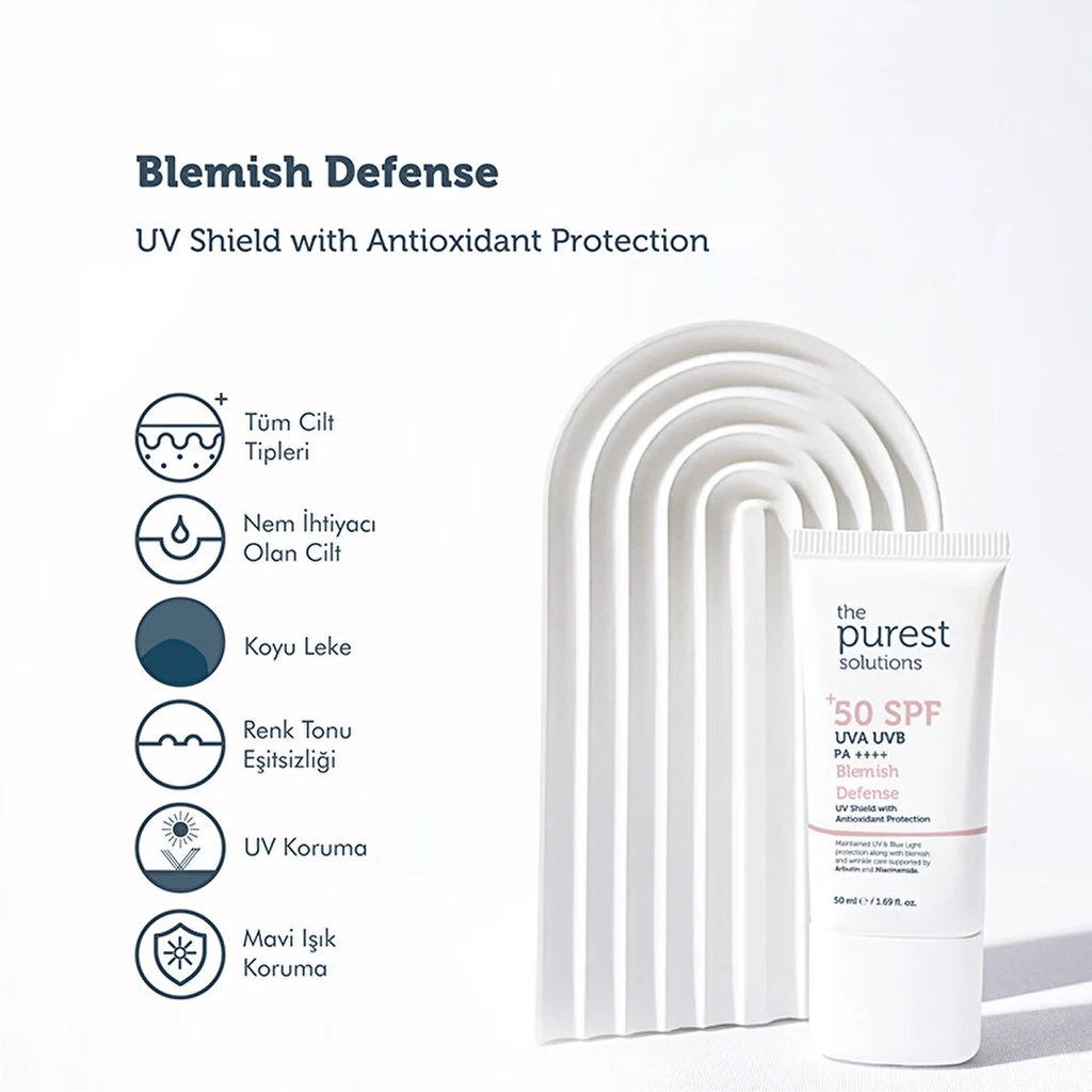 Crème solaire The Purest Solutions enrichie en antioxydants pour peaux à imperfections, FPS 50+