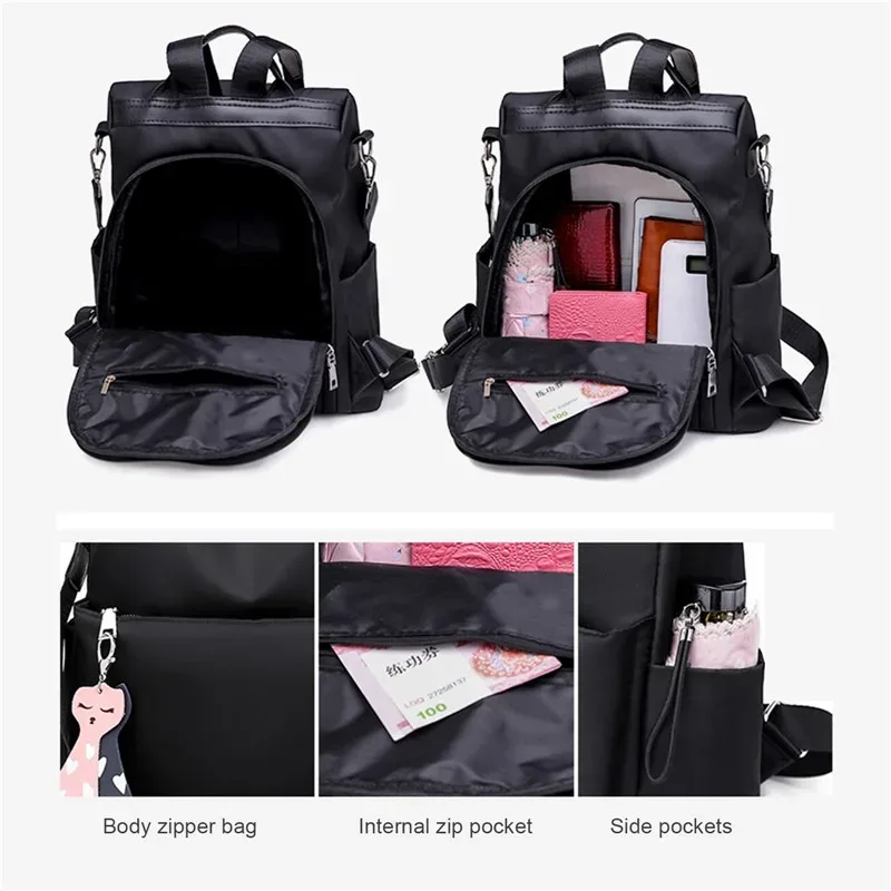 Sac à dos oxford Antivol étanche Pour Femme – Noir