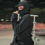 HOODIE NINJA الشبح نينجا الاصلي قطني قلاسي من خارج بملمس ناعم ومقطن وسخون من داخل للشباب لون اسود