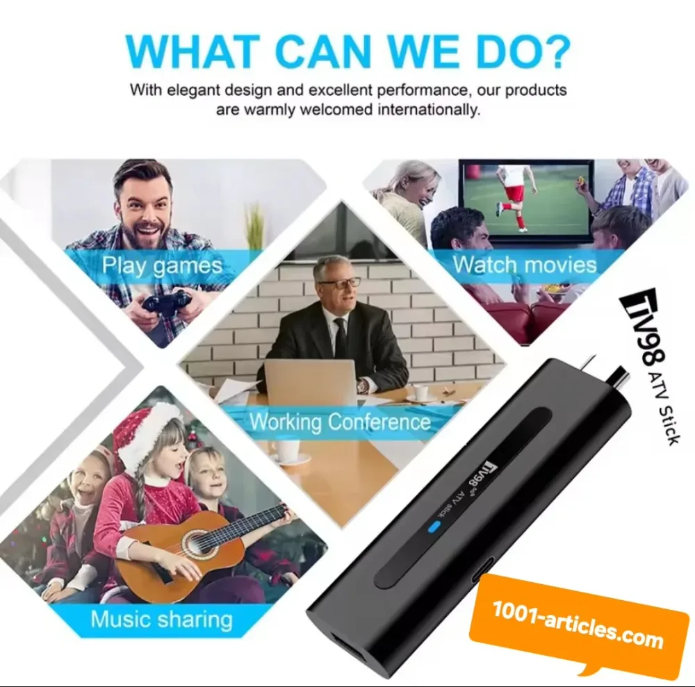 Smart StickTv, TV98 ATV, 5G, Android 14, 8K - Mini Clé TV, Google Tv, UltraHD.