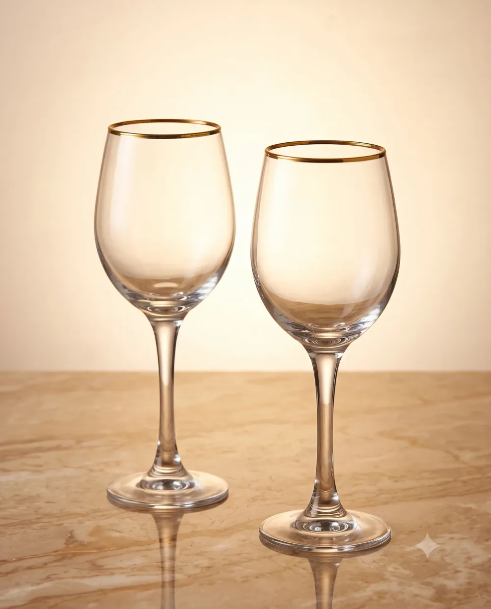BYS Glass - طقم كأسات زجاجية بلمسة ذهبية.