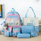 Sac à Dos Multifonctionnel Kawaii Grand Volume Imperméable et Résistant 5Pcs Noir et Gris SACKDS29NGR - حقيبة ظهر بعدة قطع بتصميم كاوايي