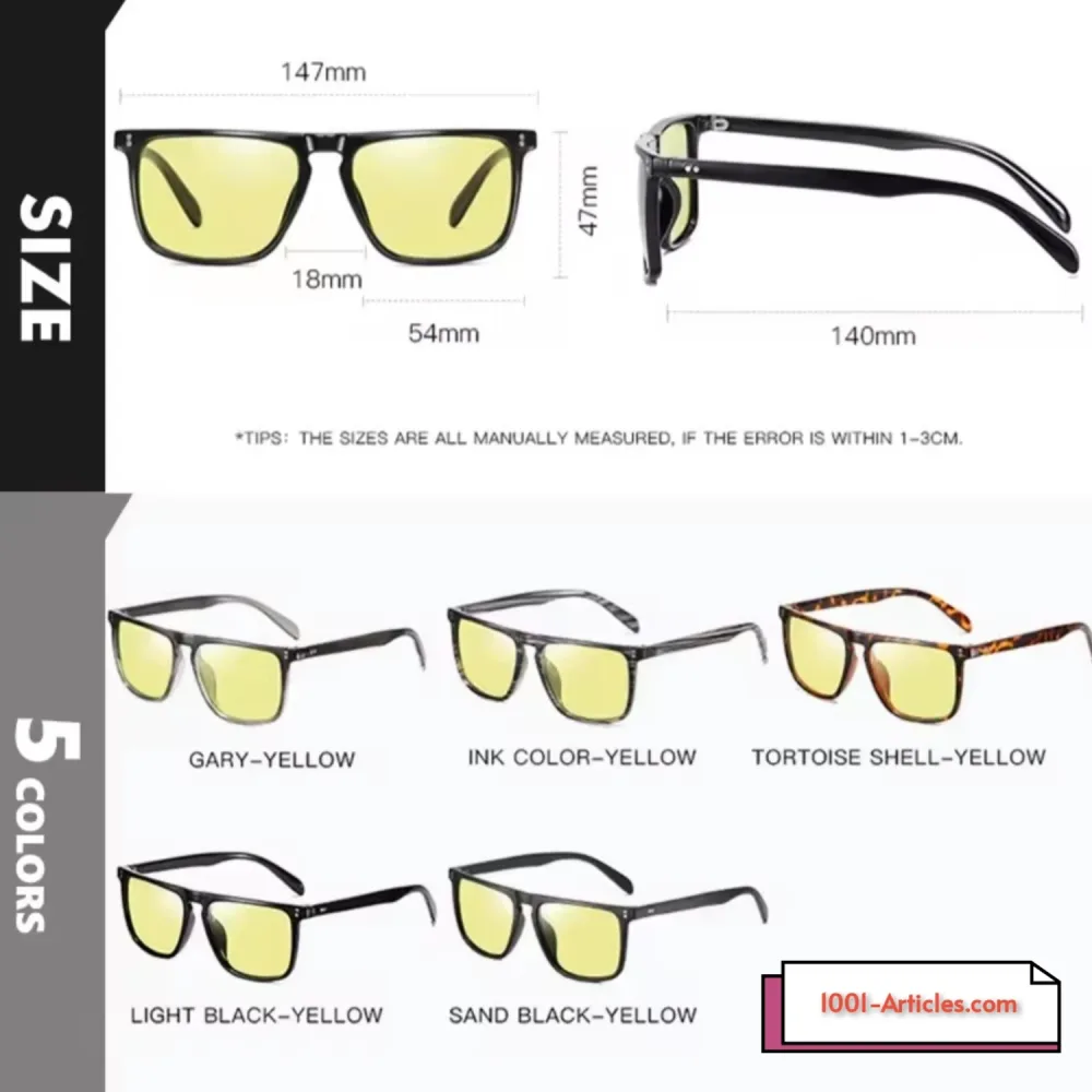 Lunettes de Soleil PhotoChromiques Sunglasses, Vision Nocturne, Unisexe