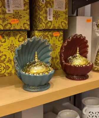 Brûle-Parfum Coquillage Oriental - Finition Dorée