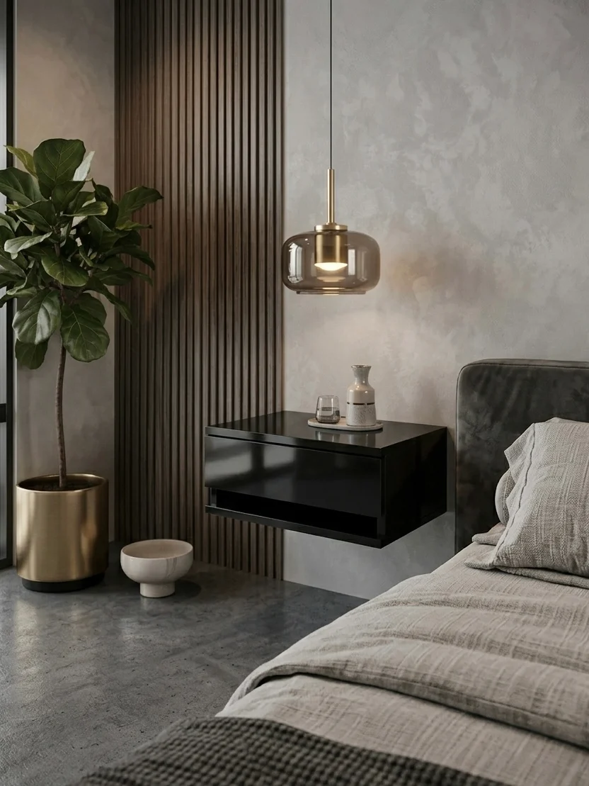 Table de nuit murale بفتحة عملية بالاسفل