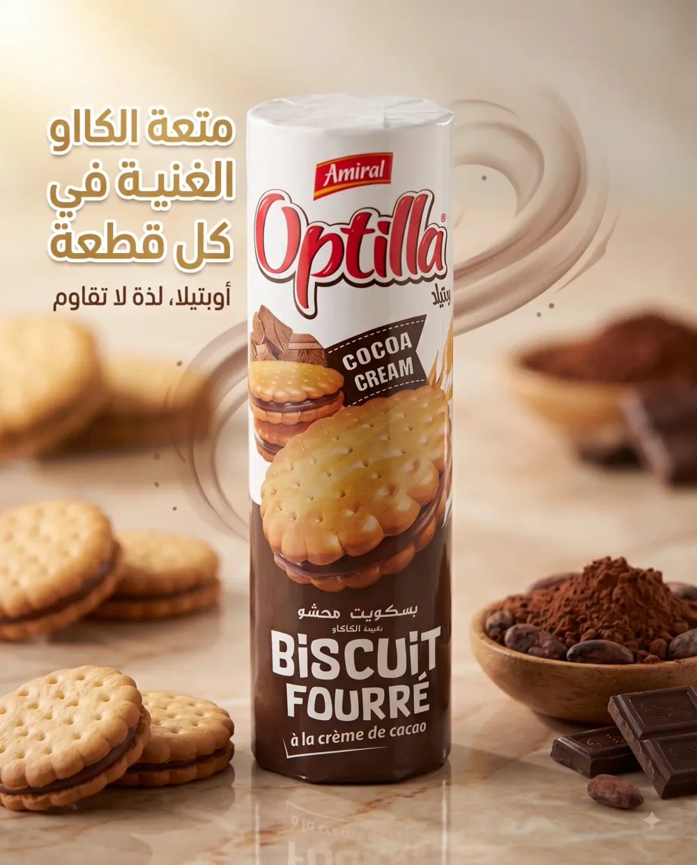 بسكويت محشو بكريمة الكاكاو -Optilla-