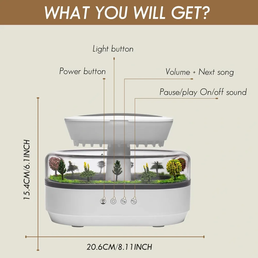 Humidificateur d'Air Effet Gouttes de Pluie et Diffuseur d'Huiles Essentielles - مرطب الهواء بتصميم قطرات المطر ونشر الزيوت العطرية