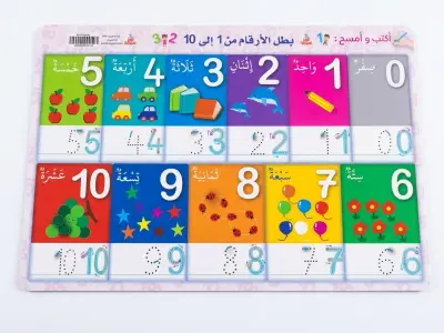 لوحة بطل الارقام (أكتب و أمسح) 10 قطع