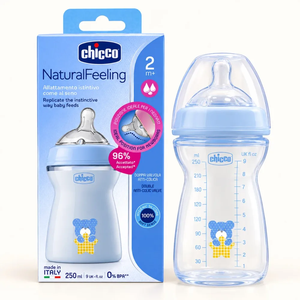 Chicco NaturalFeeling 250 ml — Le biberon tout en douceur dès 2 mois