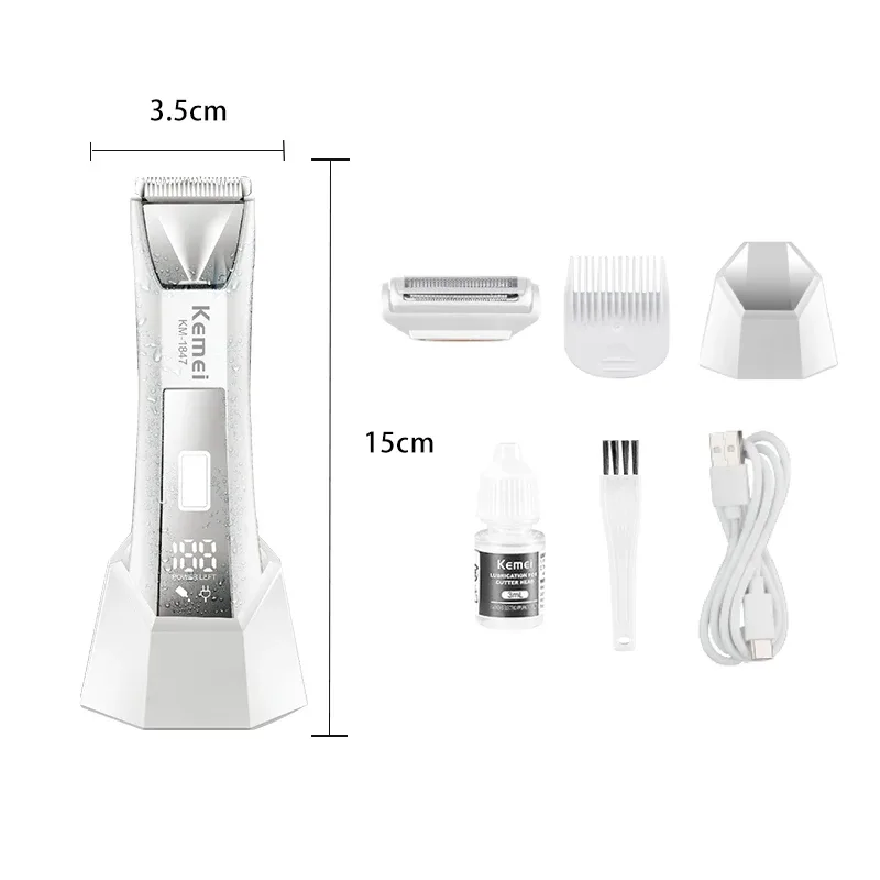 Kemei KM-1847 Tondeuse 2 en 1 pour corps et zones sensibles