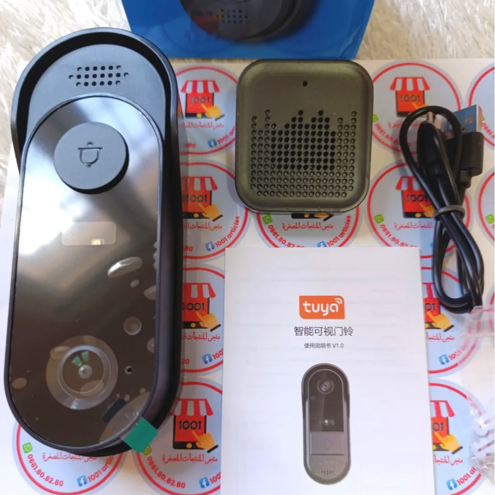 Tuya Smart Wi-Fi, Sonnette video avec caméra sans fil, Interphone, HD, vision nocturne.