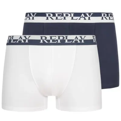 Lot de 2 Boxers Replay Bleu/Blanc